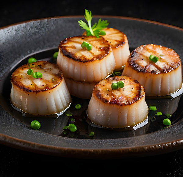 Cassolette de noix de Saint-Jacques, velouté de champignons de Paris, purée de champignons de Paris au noilly Prat